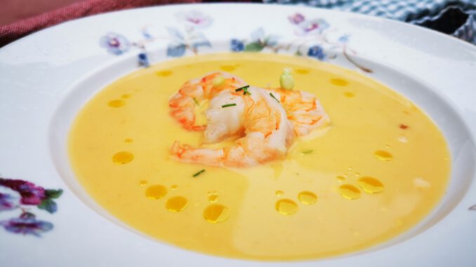 Witte bonensoep met gamba's 1 Witte bonensoep met gamba's