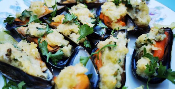 Gegratineerde mosselen 1 Gegratineerde mosselen